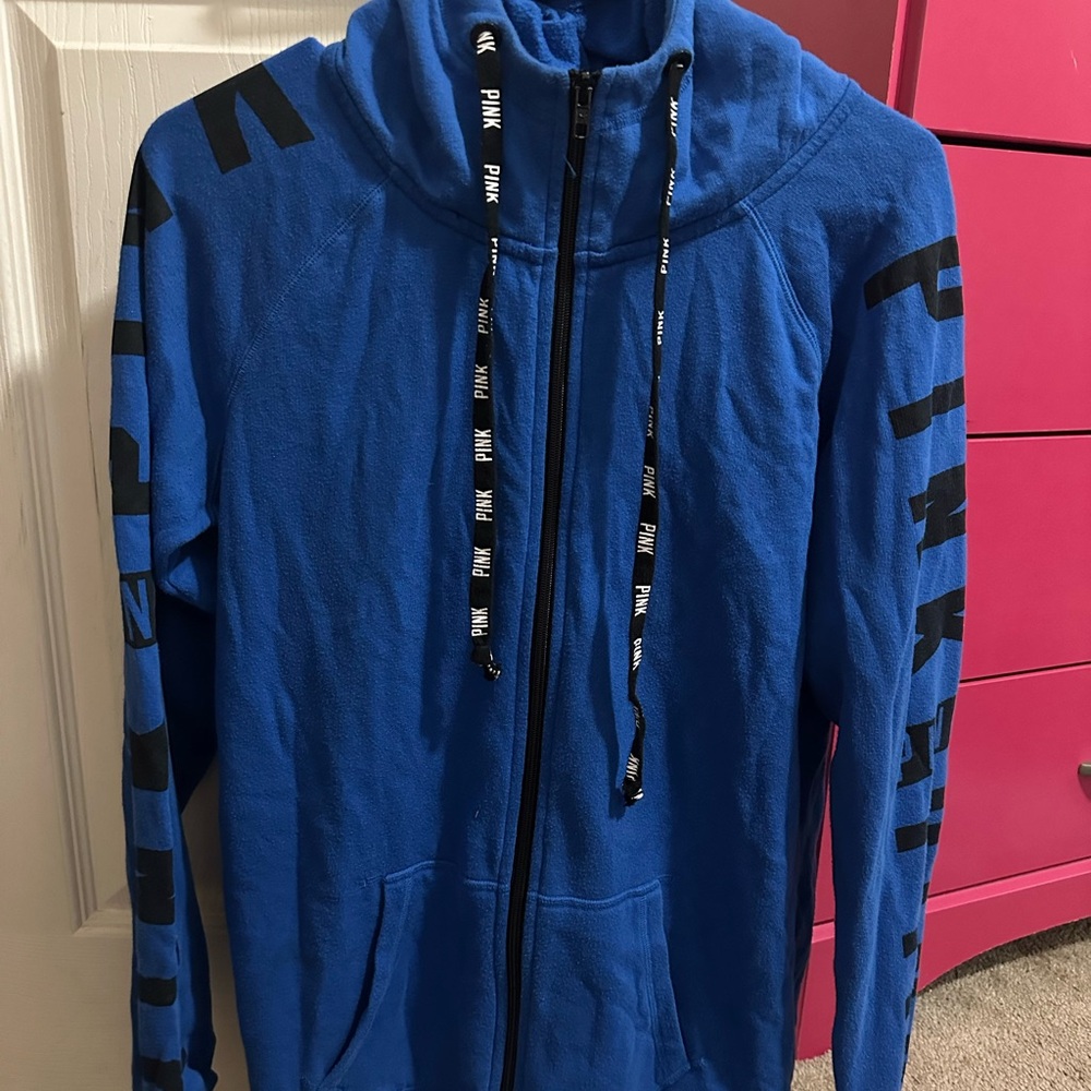 PINK Victoria's Secret Men's Zip-Up Sweater in Blue